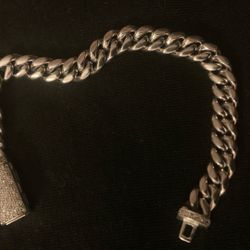 925 Stamped Silver Cubic Link Bracelet 