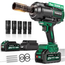 Cordless Impact Wrench, 1500Nm Brushless High Torque 1/2"