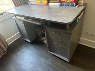 Mid century modern wood desk gray color