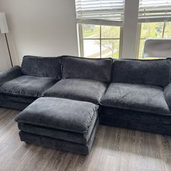 Sectional Sofa L Shaped Couch with Chaise Black