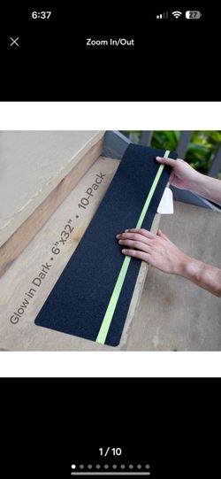 Anti Slip Traction Treads with Glow in Dark Stripe (10-Pack), 6" X 32"