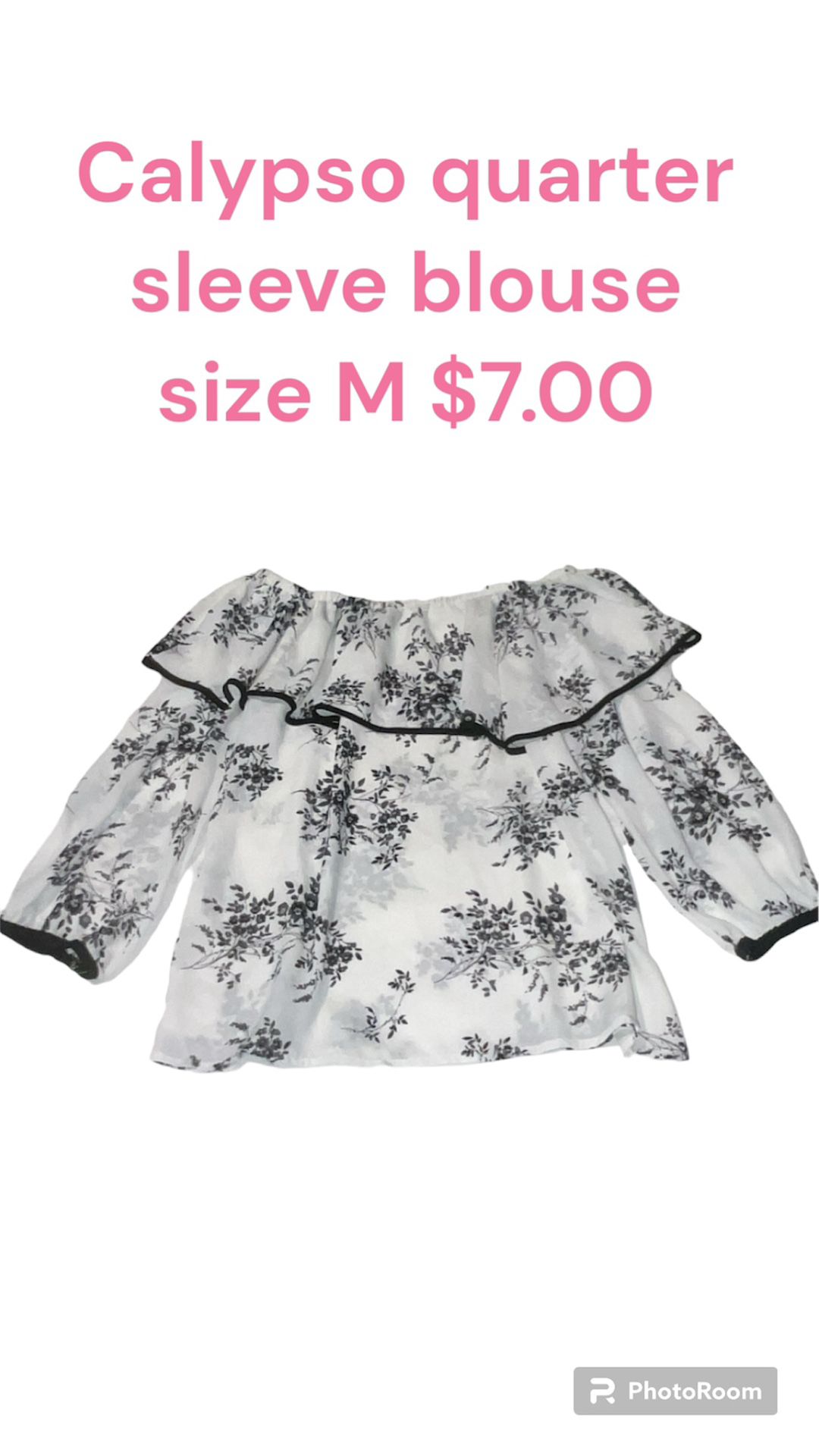 Calypso quarter sleeve blouse size M