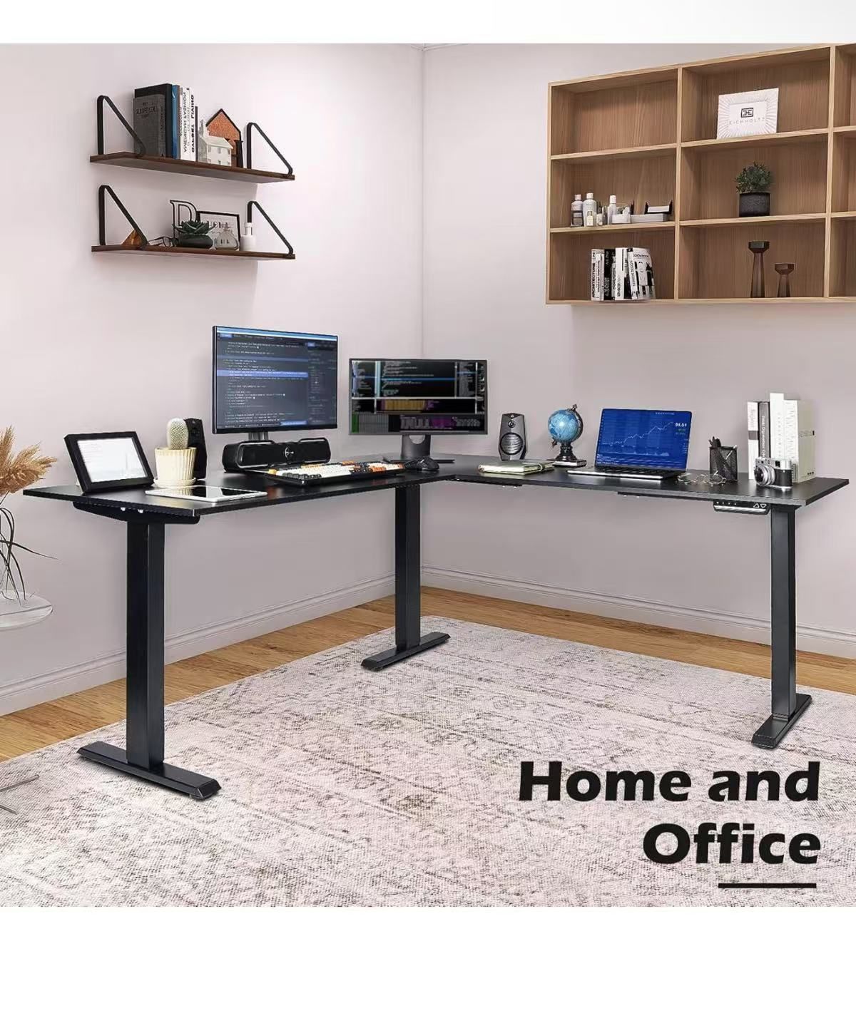 L Shaped Triple Motor Height Adjustable Standing Desk
