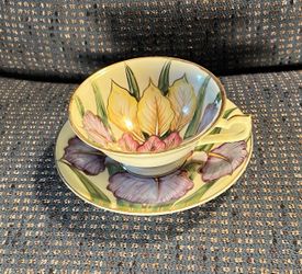 Iris Teacup and Saucer - Made in Occupied Japan