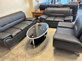 BRAND NEW BLACK LEATHER SOFA SET $799!!!  SOFA LOVESEAT & CHAIR!!