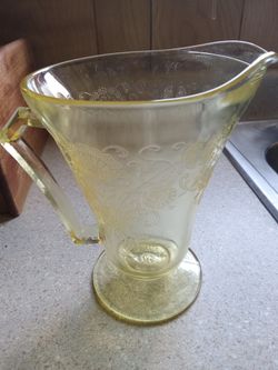 Vintage Yellow Glass Pitcher