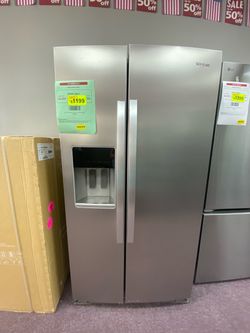 Whirlpool 28.7-cuft Standard-Depth 36-in Wide Side-by-Side Refrigerator with Maker Water and Ice Dispenser (Fingerprint Resistant Stainless Finish)