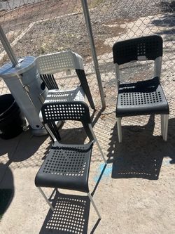 Plastic Black & White Chairs