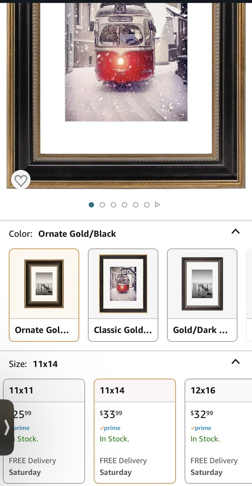 Space Art Deco, 11x14 Picture Frame with Mat for 8x10 Photo or Display 11x14 Poster Frame Without Mat, Shatter Resistant Glass Wall Mounting (Ornate G