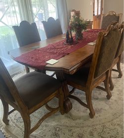 6 chairs solid wood dining table
