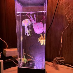 (used) Electric Jellyfish Tank Table Lamp with Color Changing Light