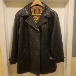 Black Leather Coat Jacket