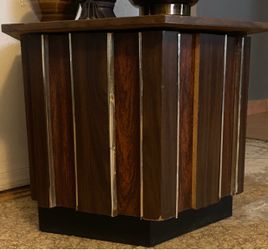 Mid-Century Antique Wood Side Table Cabinet
