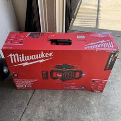 Milwaukee M18 2000 ft. Red Exterior Rotary Laser Level Kit with Receiver, Receiver Clamp, Tripod, an