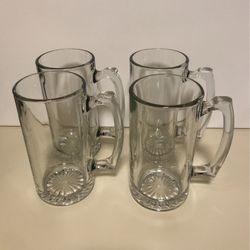 Extra Large Glass Beer Mugs - Set Of 4