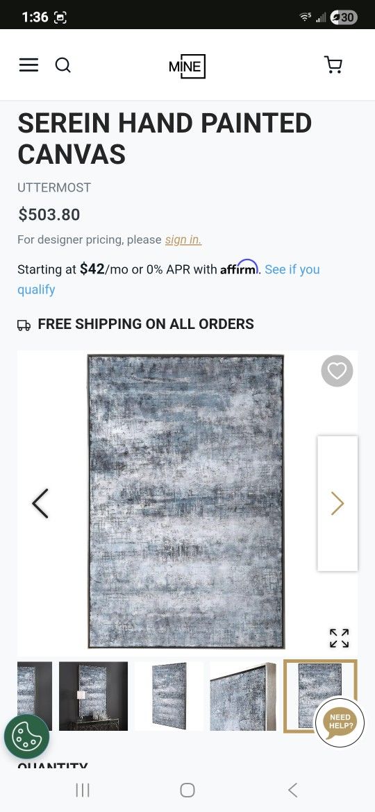 Large Gray/blue Canvas Art
