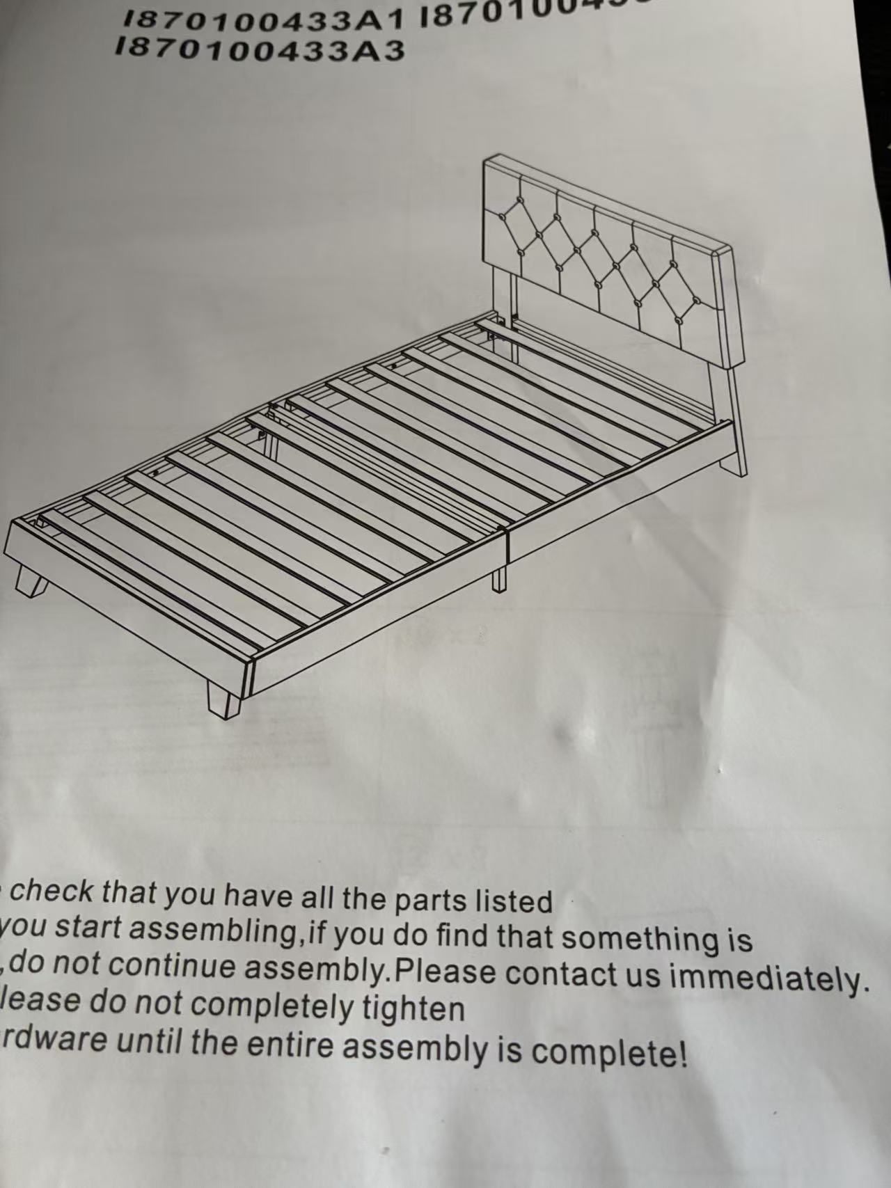 Twin size bed frame with headboard dark gray color (l(contact info removed)33A3)#12