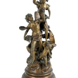 French Patinated Metal Figural Group "l'Aube du Jour"