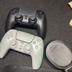 2 ps5 controllers and a steelseries wired headset