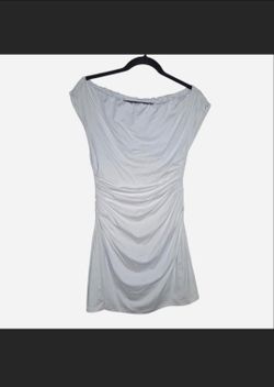 White Off The Shoulder Ruched Mini Dress