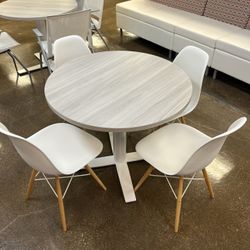 Herman Miller Eames White Plastic Side Chairs w/ Wood Legs