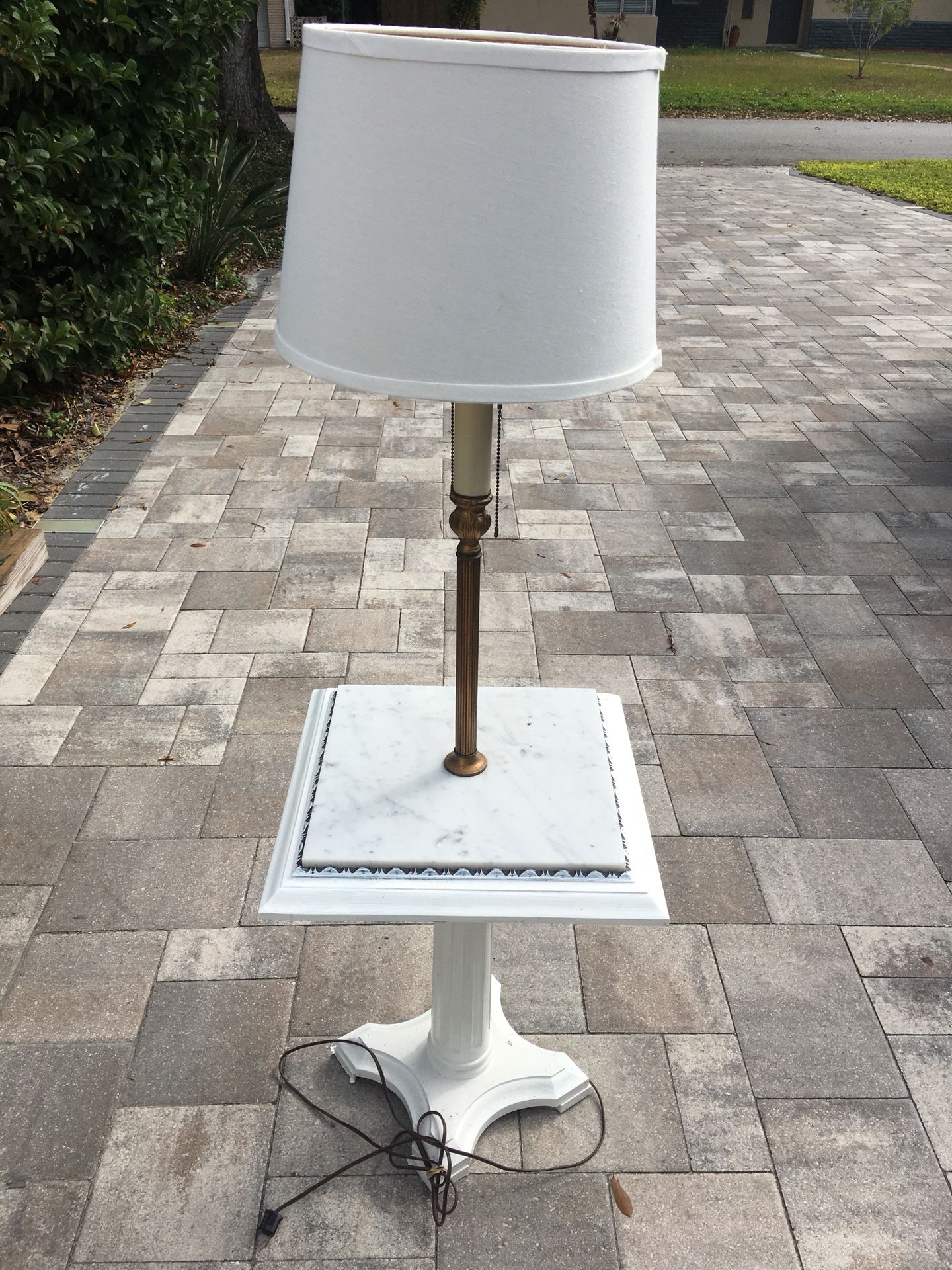 Unique Antique Lamp with Marble Tabletop