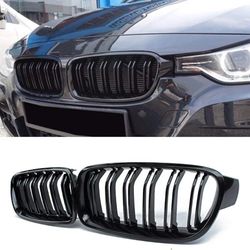 F30 Grill - Front Kidney Grille Black Grill for 2012-2018 BMW 3 Series F30 F31 320i 328i 328d 330e 330i 335i 340i 328i (Gloss Black-Double Slats)