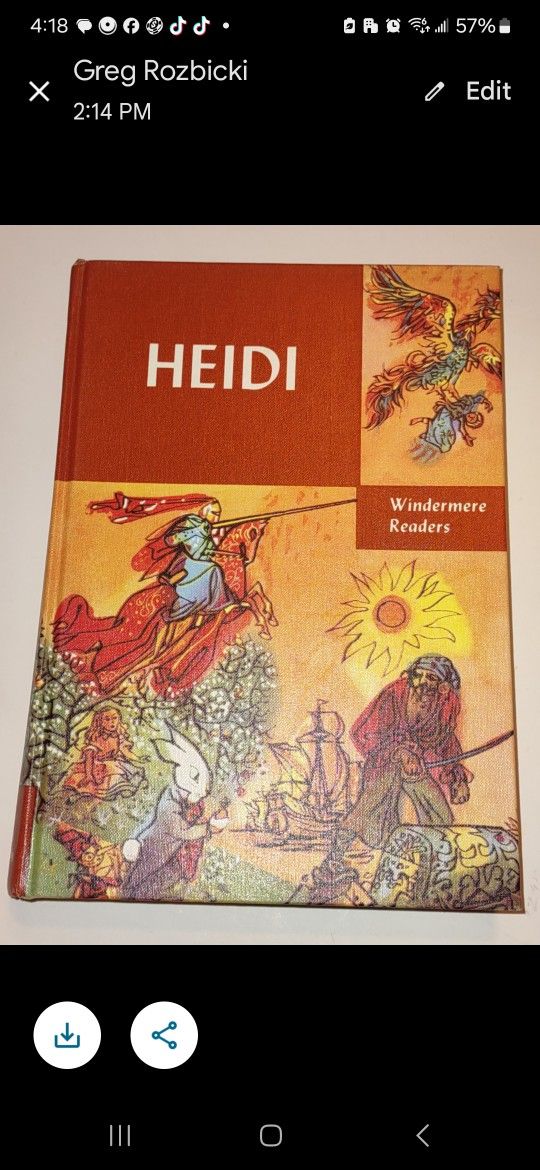 Heidi, 1954 Windemere Reading, Rand McNally  Book EUC