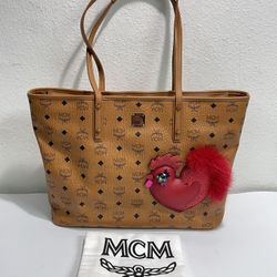 MCM ~ Limited Edition Chinese New Year Rooster Shopper Tote Bag ~ Cognac