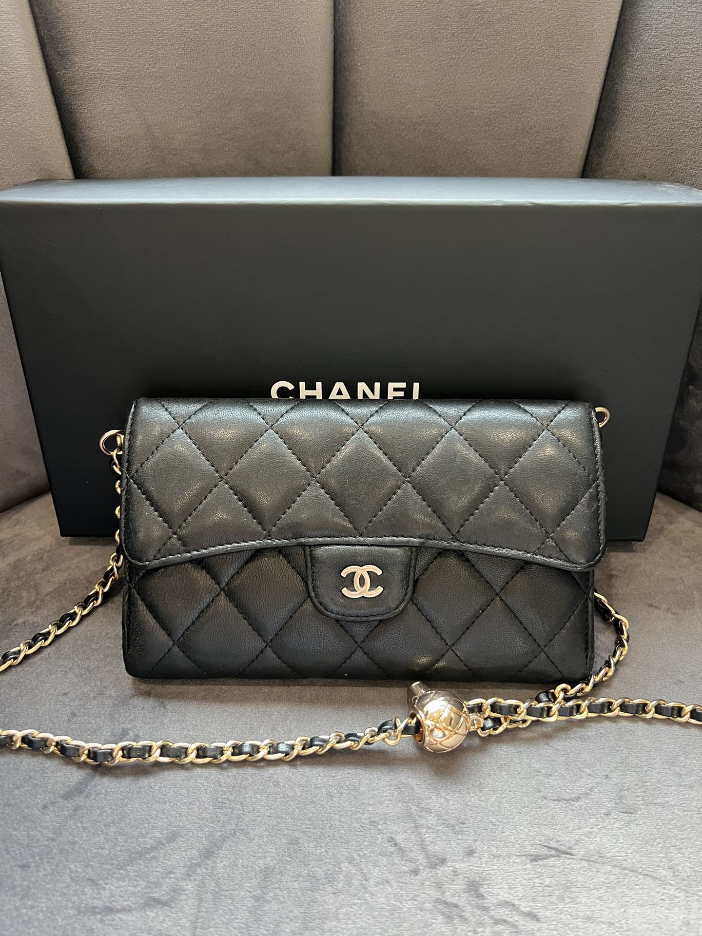 Chanel quilted timeless wallet on chain