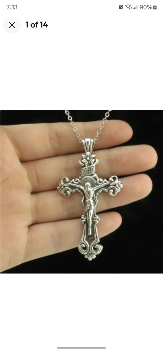 BRAND NEW .925 STERLING SILVER 3D CROSS NECKLACE