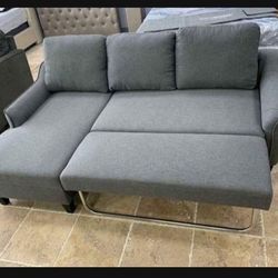 Brand New💯 Gray Modern Pull- Out Sofa Chaise💥 Sofa / Bed👌 Delivery Available