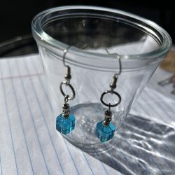 Blue Cube Dangle Earrings