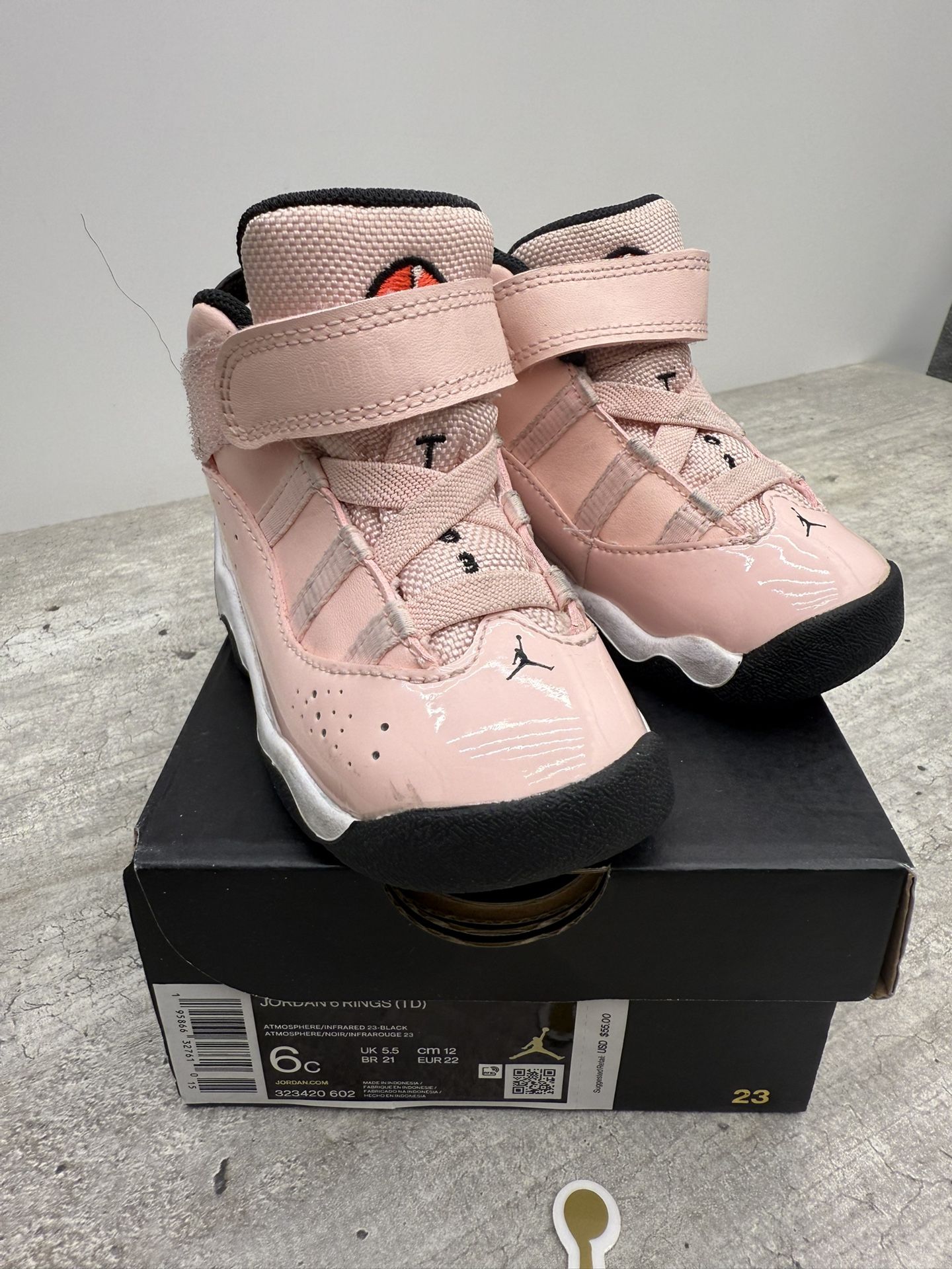 Nike Air Jordan 6 RingsAtmosphere' Pink Sneakers 323420 602 Toddler Size 6C