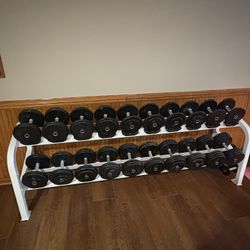 10-80lb Weight Set Plus Rack $1500