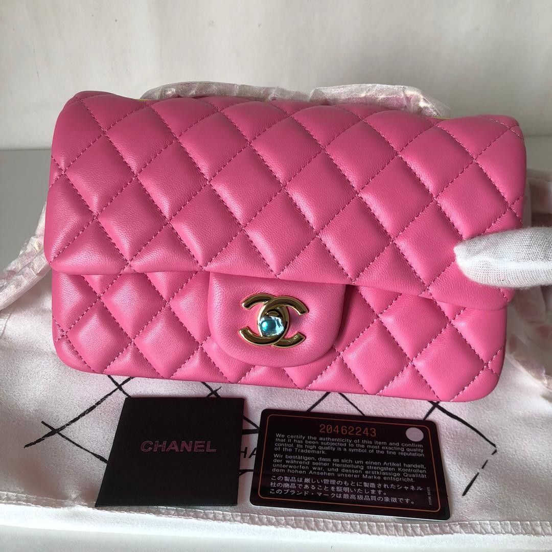 New Chanel classic mini bag hot pink
