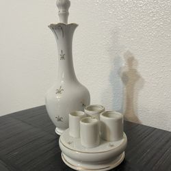 Vintage Porcelain Perfume Bottle And Lip Stick Holder
