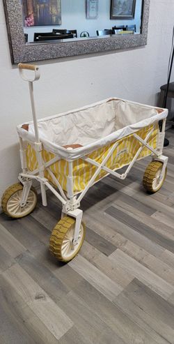 Business & Pleasure Co. The Beach Cart – Monaco Mimosa Stripe – Premium Collapsible Wagon
