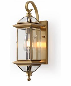Large antique Brass Lantern Wall Sconce Light Fixture