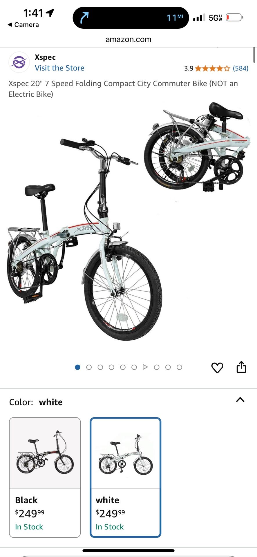 Xspec 20" 7 Speed Folding Compact City Commuter Bike (NOT an Electric Bike)