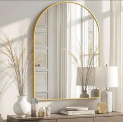Arched Wall Mirror 38x26 Gold Frame Bathroom Vanity NEW