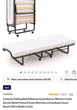 Rollaway Folding Bed with Memory Foam Mattress Guest HU10690