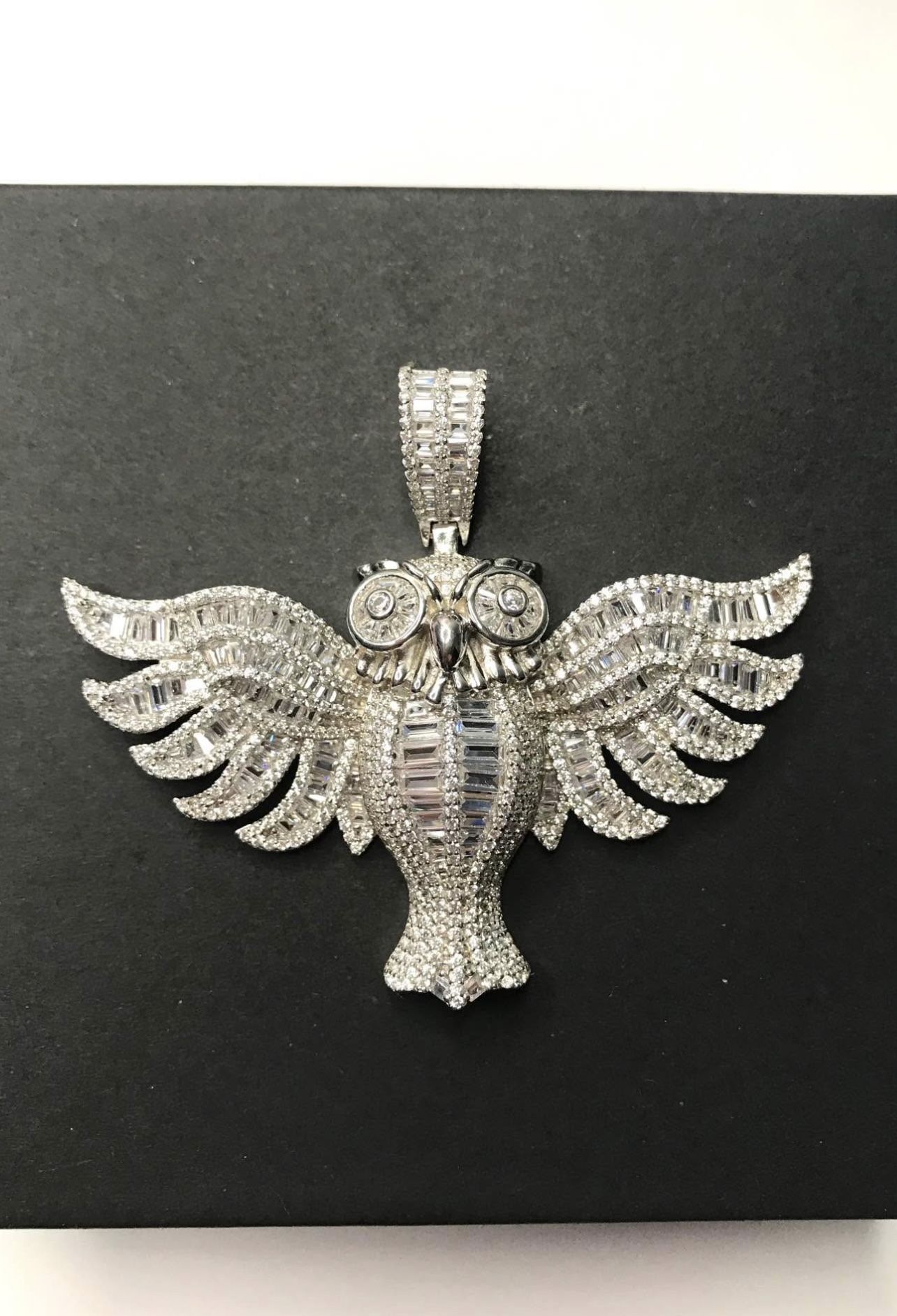925 Sterling Silver CZ Owl Men’s pendant