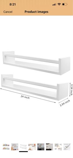 (2) White floating bookshelves
