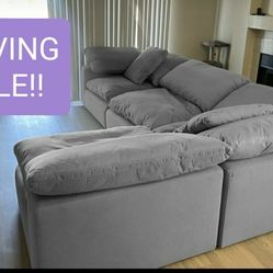 Gray Cloud Couch Modular Sectional Sofa 