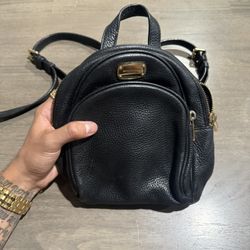 Michael Kors Abbey Large Black Pebble Leather Backpack
