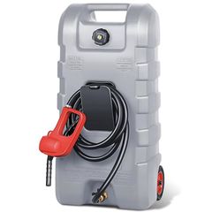 15 Gallon Portable Gas Caddy with Casters,Portable Fuel Tank with Fluid Transfer Siphon Pump& 10Ft Delivery Hose, Diesel Storage Can on-Wheels for Car