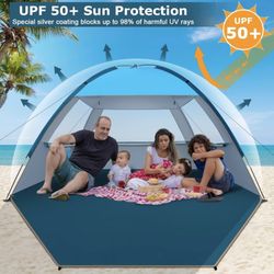 Beach Tent Sun Shade for 3/4-5/6-8 Person, UPF 50+ Beach Sun Shelter Canopy Tent