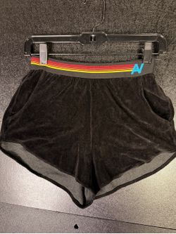Aviator Nation Velvet Stripes Jogger Short Black Sz XS