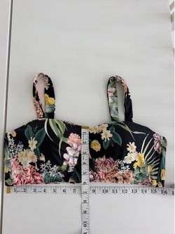 Jantzen black floral bikini top Size 14 #swimwear #floral